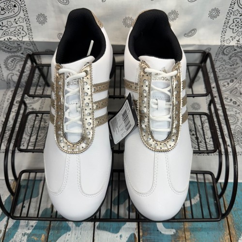 NWT Adidas 2010 Driver Val Golf White 671312 Leather Soft Spike Shoes Womans 6.5 - Picture 3 of 9