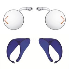 Universal Curved Arm 4 Concave Convex Outside Door Led Peep Mirrors Blue Visor