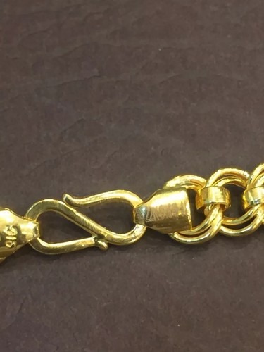 Classy Dubai Herren Handgefertigt Doppelt Link Kette Halskette Fein 22K Gelbgold - Bild 14 von 14