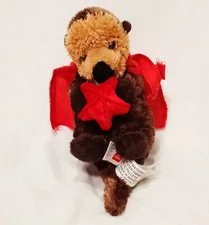 Otter with Red Starfish Spring Hill Plush Stuffed Animal 9" Long Aurora Brown