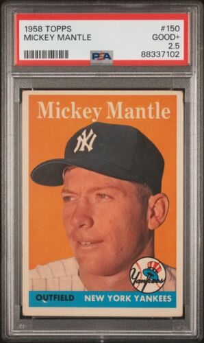 1958 Topps Mickey Mantle #150 PSA 2.5 Good+ HOF New York Yankees Baseball Card 3 - Afbeelding 1 van 2