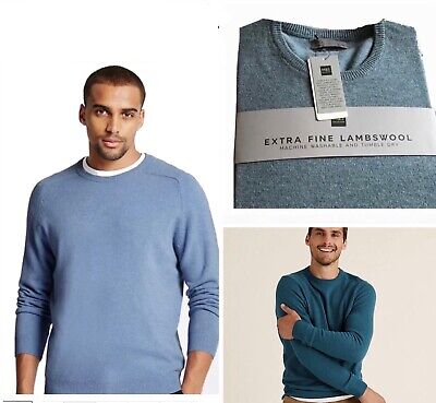 M&S Mens rrp £35 Textured PURE LAMBSWOOL Jumper Crew Neck XX-Large