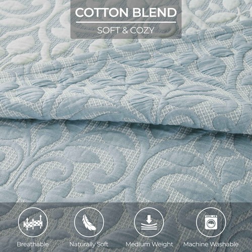 Vineyard Cotton Blend Medium Weight Matelasse Floral Woven Coverlet or Throws - Picture 68 of 84