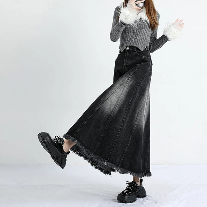 Black denim hot sale skirt outfit ebay