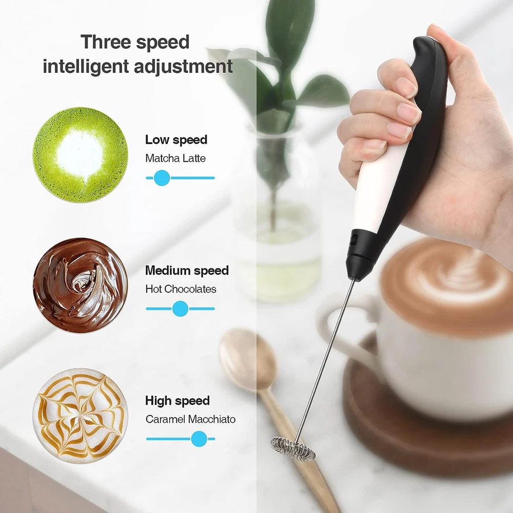 Milk Frother Coffee Frother Bigger Handle Handheld Electric for Milk Foaming,...