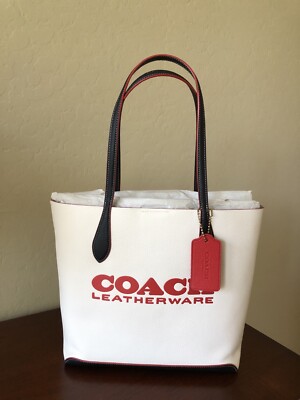 NWT Coach CE734 Kia Tote In Colorblock Black/Chalk Multi Pebble 