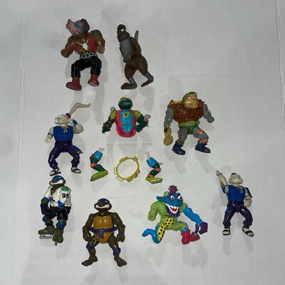 Lot of 9 Vintage Lot TMnT Ninja turtles for parts and repair 321