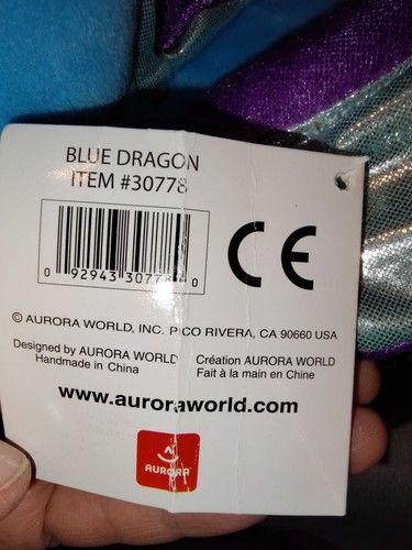 Aurora Legendary Friends Dragón Peluche Relleno 16" Azul Púrpura Alas Brillantes SONIDOS - Imagen 11 de 11
