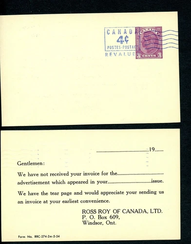LOT 75585 CANADA UX81 UNUSED POSTAL STATIONERY CARD KING GEORGE V1