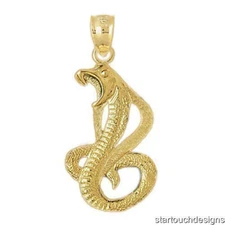New 14k Gold Cobra Snake Pendant