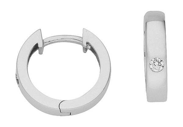MäDchen Frauen Wende- Creolen Paar Ohrringe Mit Zirkonia Echt Silber 925 Matt-image