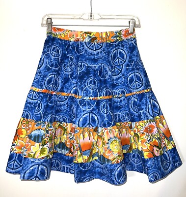 New Custom Designed SKIRT Girls Sz 8-9-10 with Whimsical OILILY Orange Fabric 