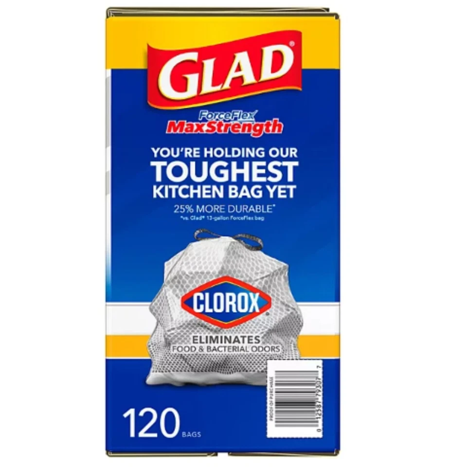 Bolsa de basura Glad ForceFlex alta cocina 13 galones limón fresco blanqueador aroma bolsa-120 ct Foto 3 de 4