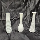 Vtg Anchor Hocking & E.O. Brody White Milk Glass 9" Bud Vases Set Of 3