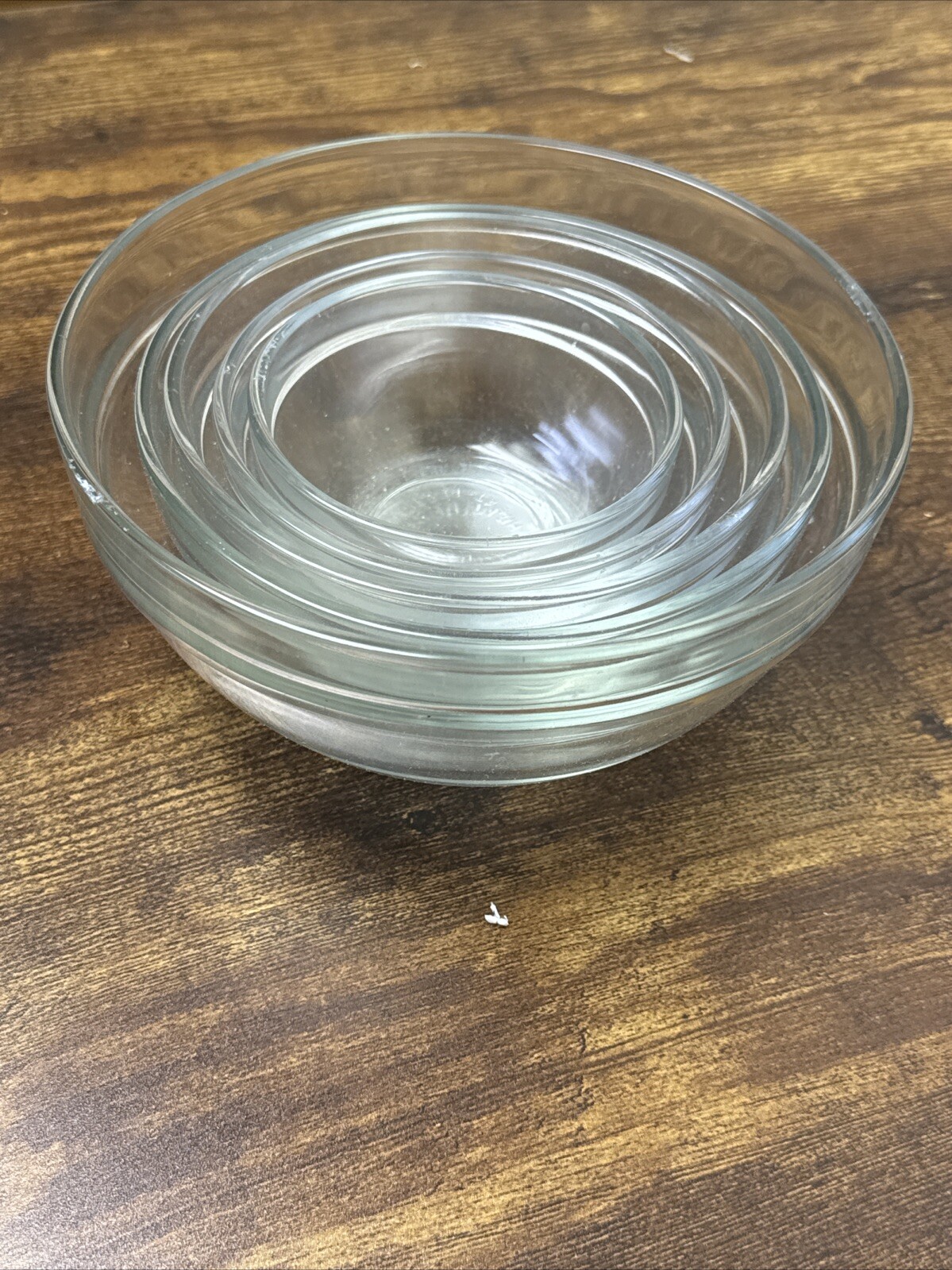 Vintage Duralex Glass Set of 6 Clear Nesting Mixing Bowls FRANCE 2.25" to 5.5"