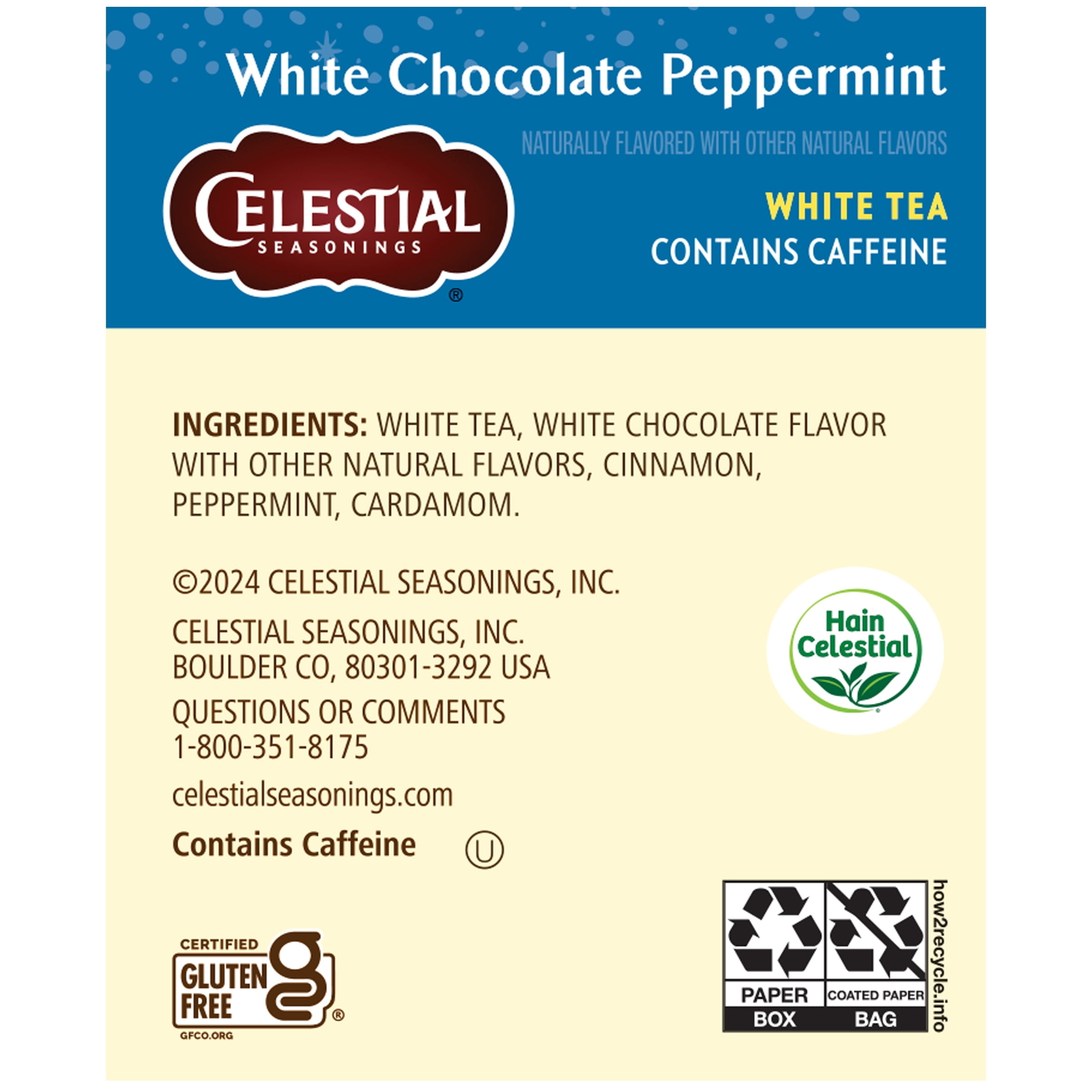 (4 pack) Celestial Seasonings White Chocolate Peppermint White Tea Bags