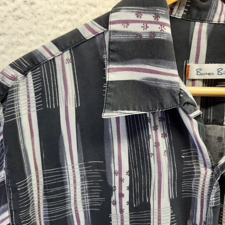 VTG Burma Bibas Mens Hawaiian Shirt Small Silk 90’s Abstract Night Club Disco - Image 4 of 4