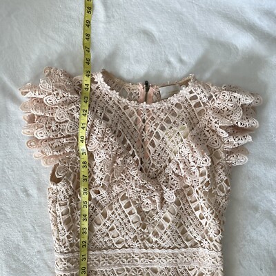 Champagne & strawberry abstract triangle lace pink dress | eBay