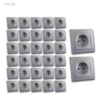 Delphi 32 StüCk Schutzkontakt Steckdose Silber 250V~ 16A Klemmanschluß Up Rahmen