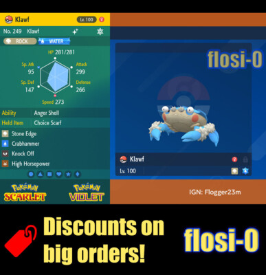 6IV Shiny Klawf Pokemon Scarlet and Violet | eBay 6IV Shiny Klawf Pokemon Scarlet and Violet | eBay