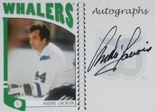 04-05 itg game franchises base andre lacroix hartford whalers autograph auto