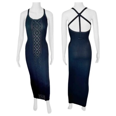 Jean Paul Gaultier Classique Vintage Semi-Sheer Knit Black Maxi Dress