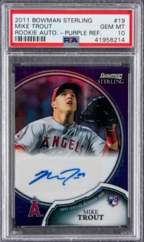 2011 Bowman Sterling Autographs #19 Mike Trout Purple Refractors PSA 10,  1 of 1