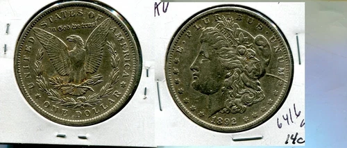 1892 O MORGAN SILVER DOLLAR AU 6416S