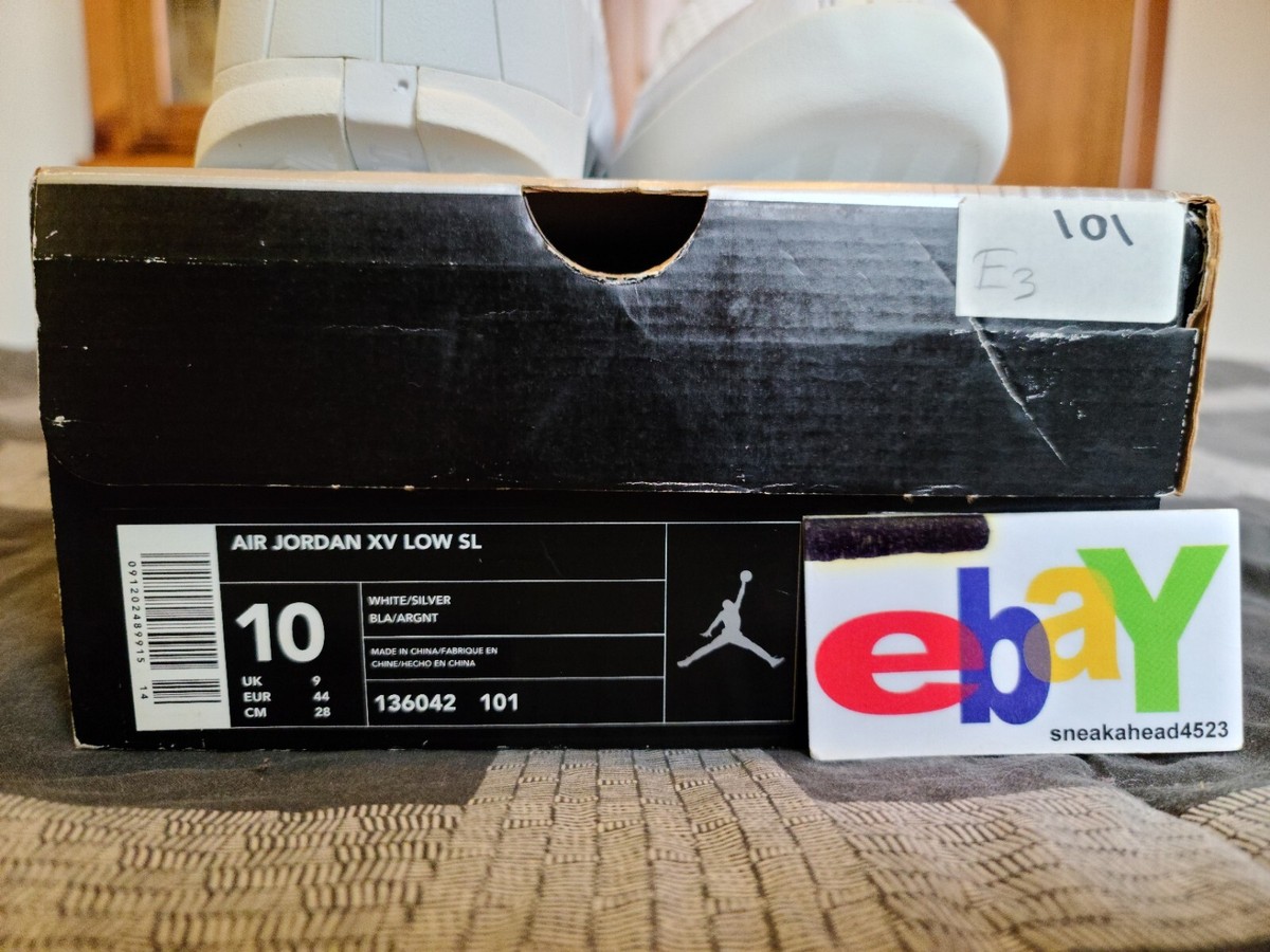 AIR JORDAN XV LOW SL MOC OG 2000 WHITE/SLIVER 136042 101 NEW AIR JORDAN XV LOW SL MOC OG 2000 WHITE/SLIVER 136042 101 NEW