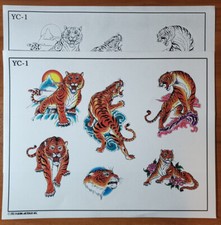 Vintage Spaulding Rogers Pinky Yun Traditional Japanese Tattoo Flash Sheet YC1