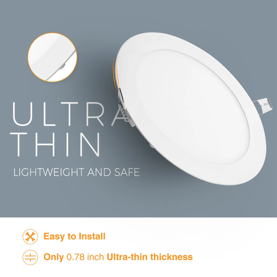 10Pack 8Inch LED Ceiling Lights Ultra-Thin Recessed Retrofits Kit 6000K Daylight - Image 3 of 4