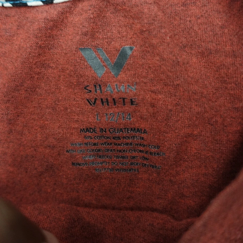 Camiseta Shaun Blanca Niños Talla L Roja Manga Corta Cuello Redondo Pullover Mezcla Algodón Foto 3 de 4