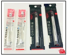 Tombow Mono Value Pack of 2 Zero Erasers & 4 refills 6 Piece Set, Silver