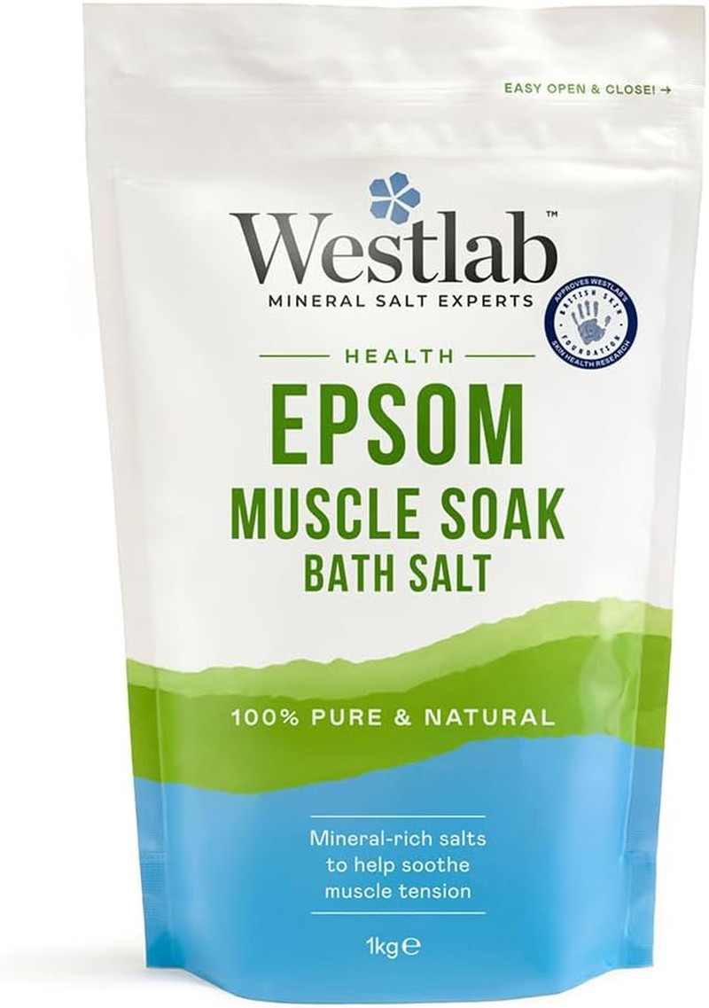 Westlab Reviving Epsom Salt | 1kg Resealable Pouch | Pure and Unscented x1