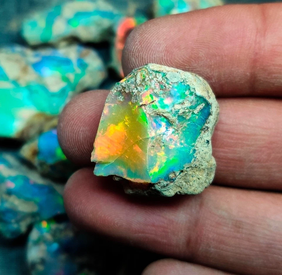 Ethiopian Big Size Crystal Fire Opal Raw Material Uncut Rough Wholesale Gemstone - Image 3 of 4