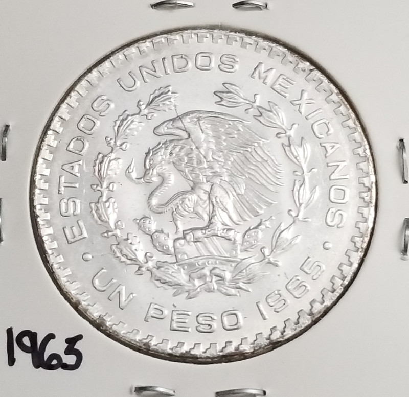 Mexico 1 Peso 1965 Jose Maria Morelos .100 Coin Silver, Plata .100, KEY-DATE.