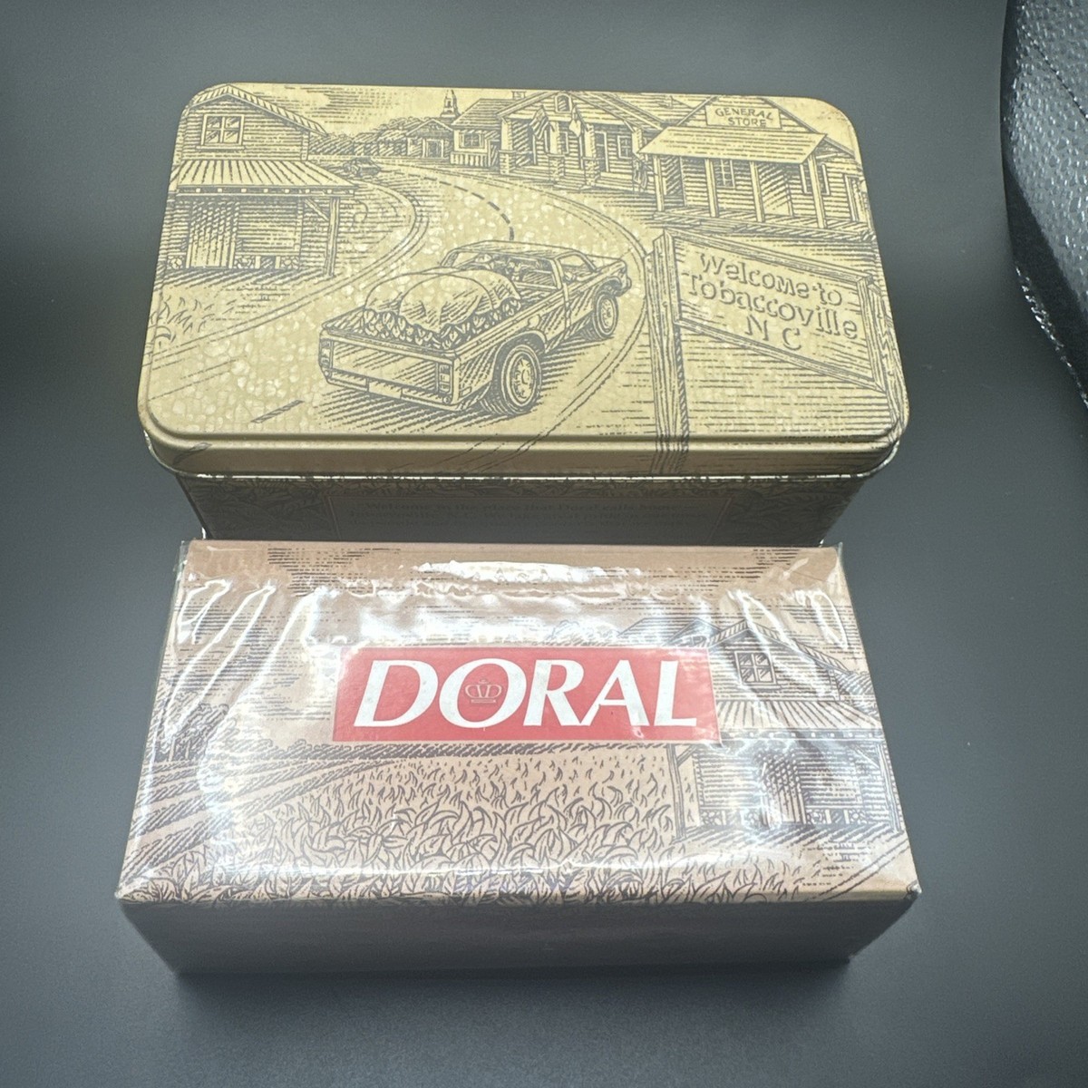 vintage cigarette tins unopened Doral Cigarette Tin With Unopened Box Of Matches 1996