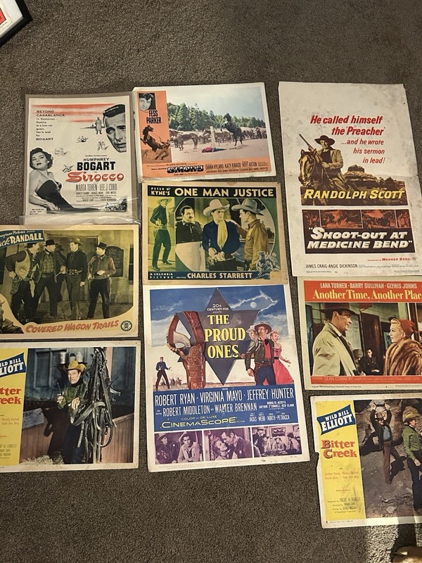 9 Vintage 1950’s Movie posters Lobby Type, Western & Bogart !!