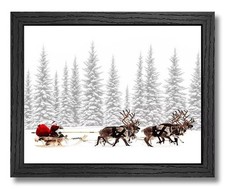 Framed Christmas Wall Art, Christmas Pictures Wall Decor, Santa Claus is Comi...