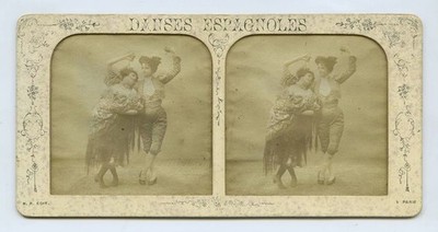 Spanish Dancers Hold-To-Light Tissue Stereoview 