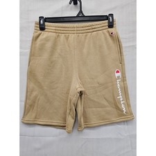 Champion Kids Tan Fleece Shorts XL 18/20 Khaki Script Logo SH7004 Athletic Boys