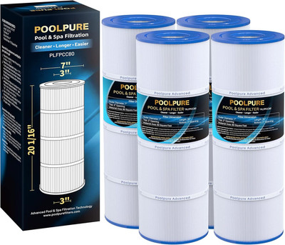 POOLPURE PLFPCC80 Pool Filter Replaces Pentair CCP320, Pleatco PCC80-PAK4, Ultra