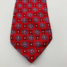 Robert Talbott Tie Best in Class Red Geometric Silk Necktie Handsewn Made in USA