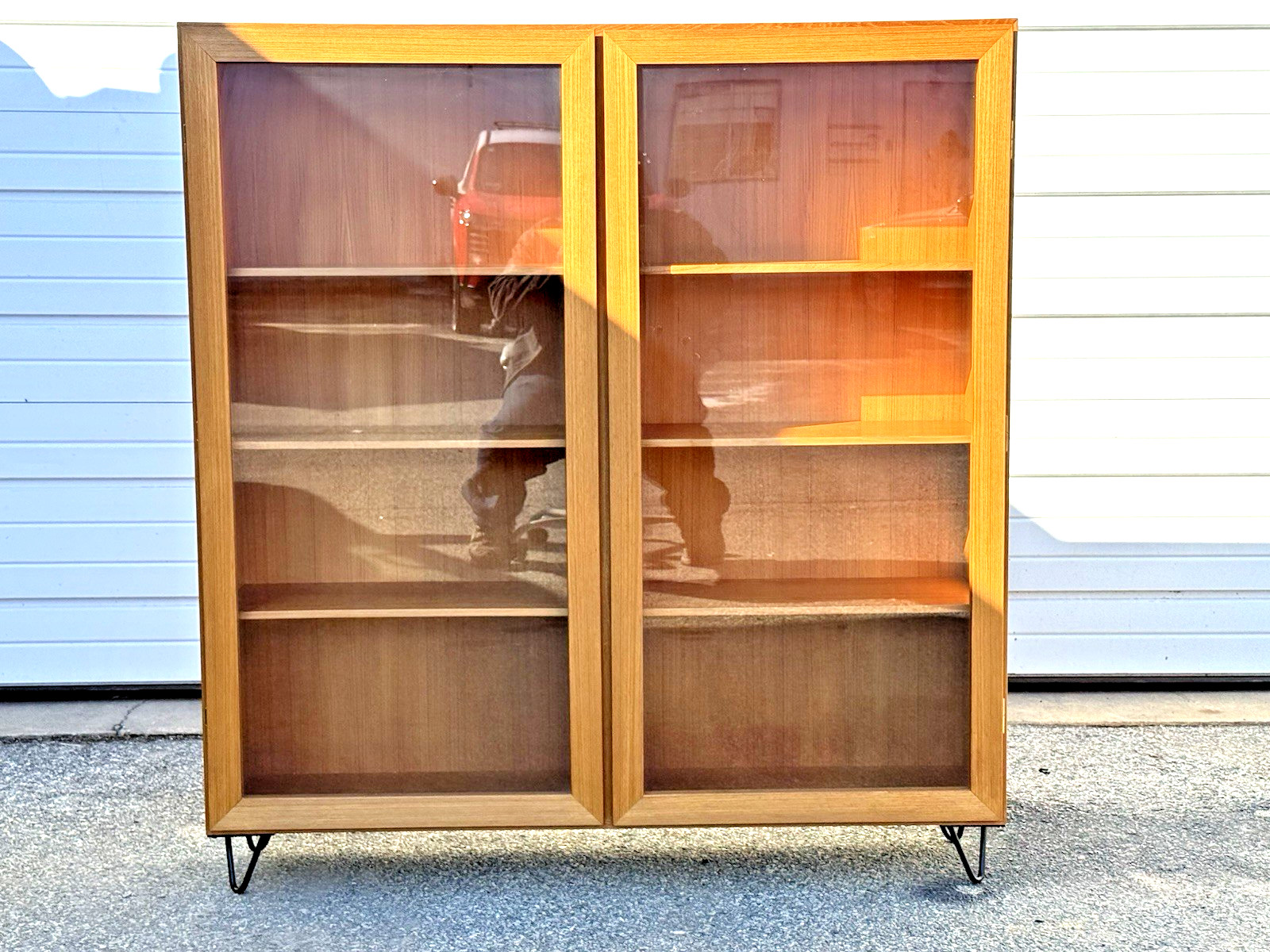 Mid Century Danish Modern Teak Bookcase on Hairpin Legs
