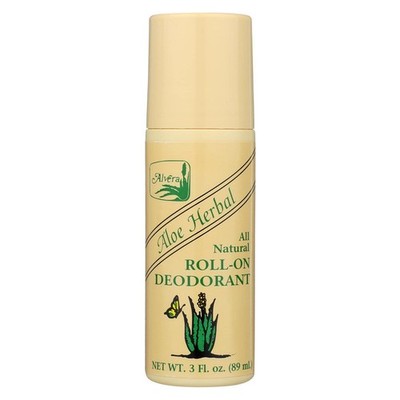 Alvera All Natural Roll-On Deodorant, Aloe 3 Fl Oz (Pack of 1), No Color