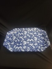 Calico Blue Large Serving Platter Ribbon Edge...