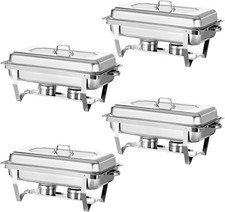 4 Pack Stainless Steel Chafing Dish Set 8 QT Buffet Catering Food Warmer Server