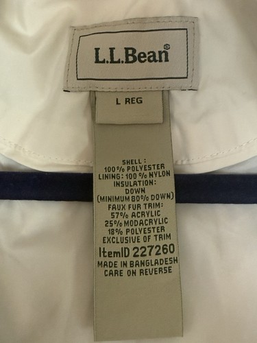 LL Bean Winter Cream Downtek Large Parka Coat Womens Hooded Faux Fur - Picture 16 of 16