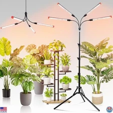 FECiDA 36W 4-Head LED Grow Light with Adjustable Tripod & Timer, Full Spectrum