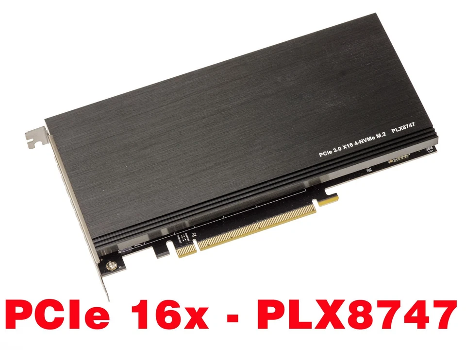 Pcie 3.0 16x Controller Card for 4 SSD M.2 NVMe M Key (M2 NGFF). Plx8747 128g - Image 2 of 3